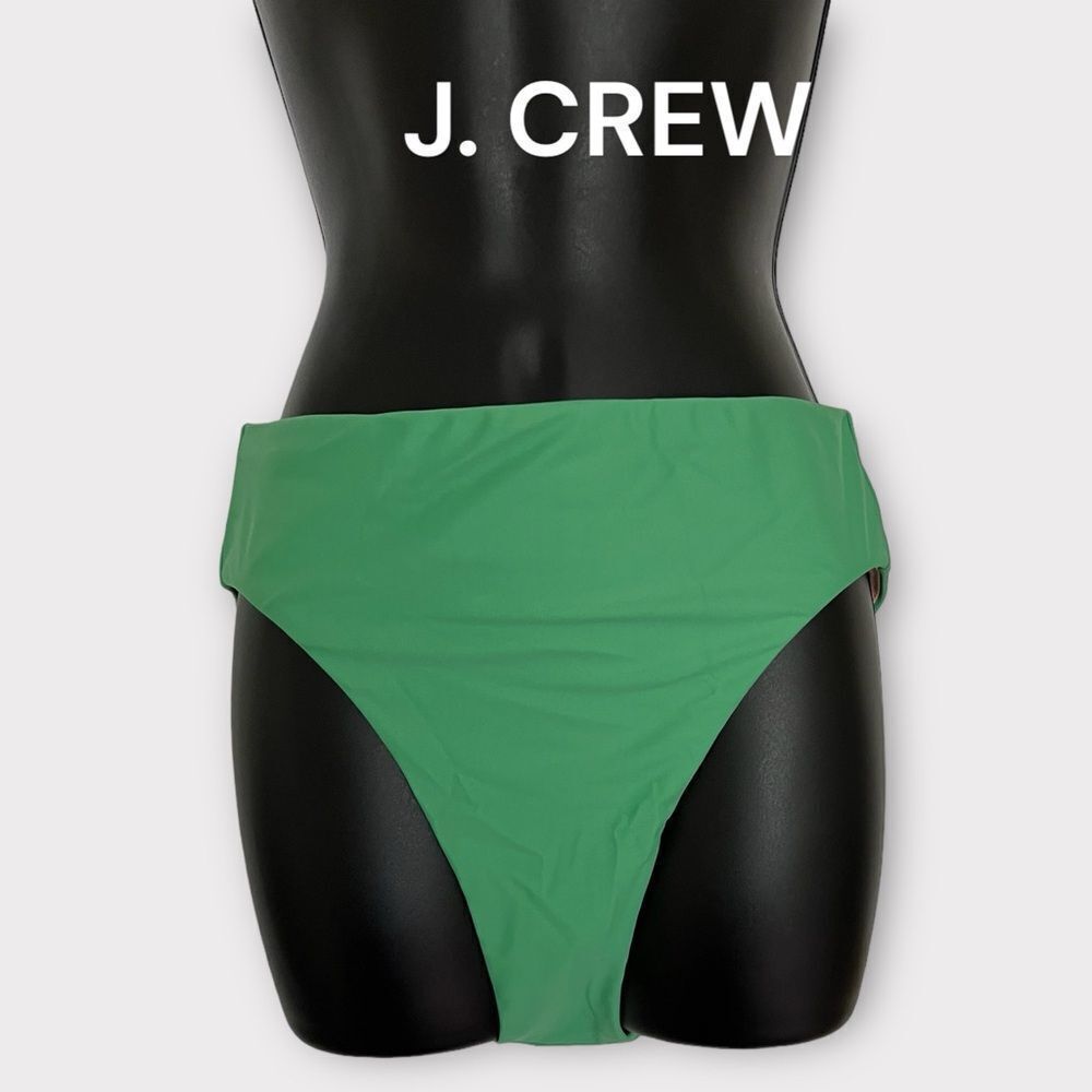 Green J. Crew high leg bikini bottom size Small, NWT